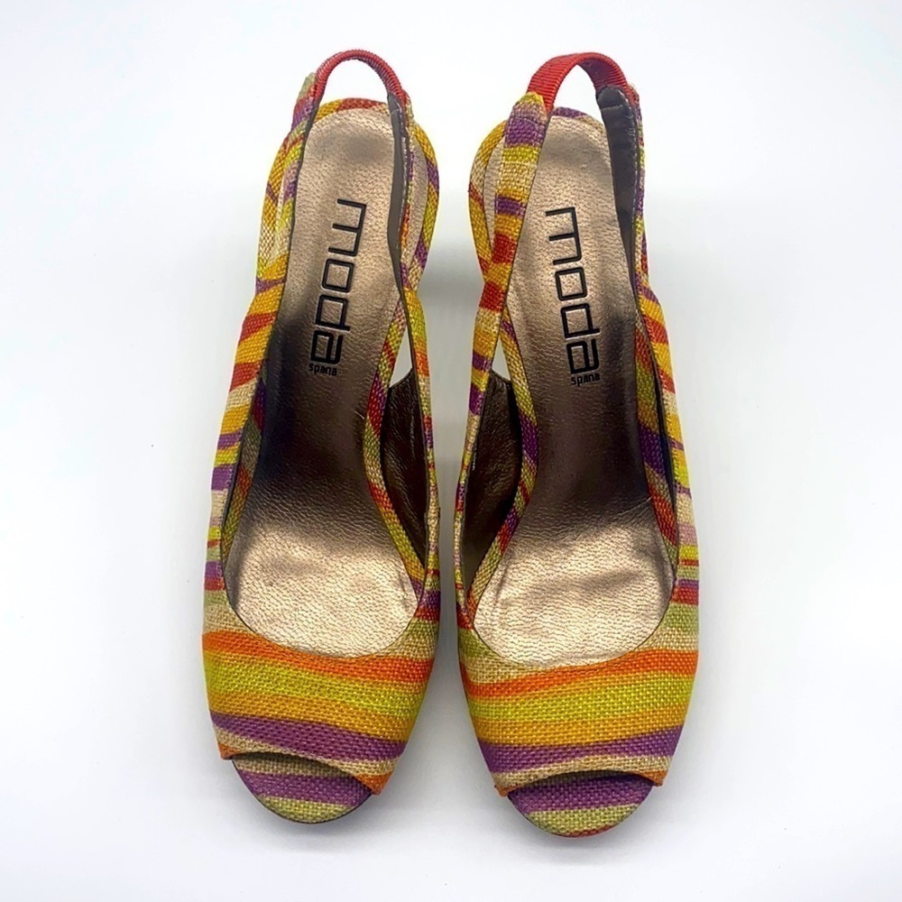 Moda International - Colorful Peep Toe Ankle Support Heel Size 6.5